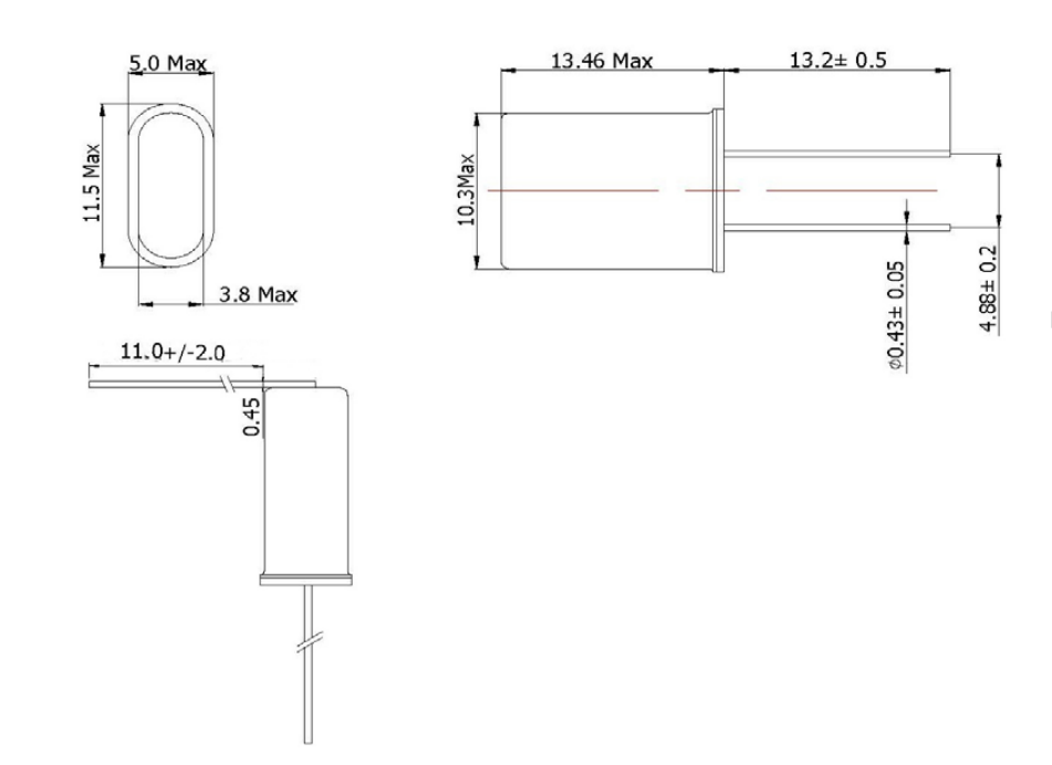 Pin Through Quartz Crystal HC-49U-3L