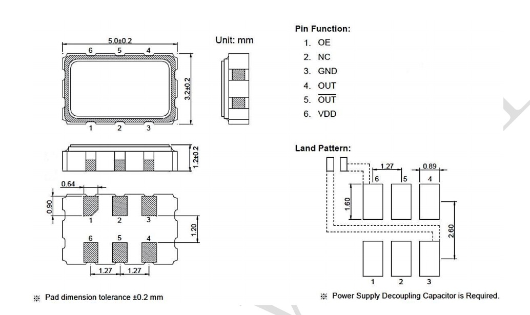 SMD Crystal Oscillators POSC5032J (6PAD)