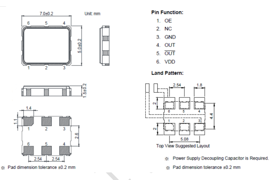 SMD Crystal Oscillators POSC7050J (6PAD)